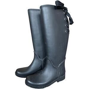 Authentic Women’s Coach Tristee Tall Black Lace Up Rain Riding Boots Size 5 B